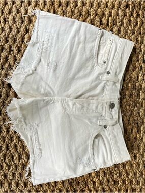 Free People White Distressed Denim Cutoff Shorts